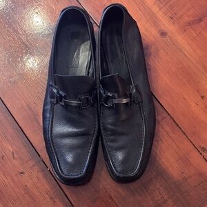 Salvatore Ferragamo Black Leather Loafers with Buckle